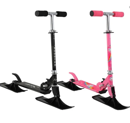 2 in1 Snow Sled Ski Scooter for Kids Compact Winter Snow Kick Ski Scooter