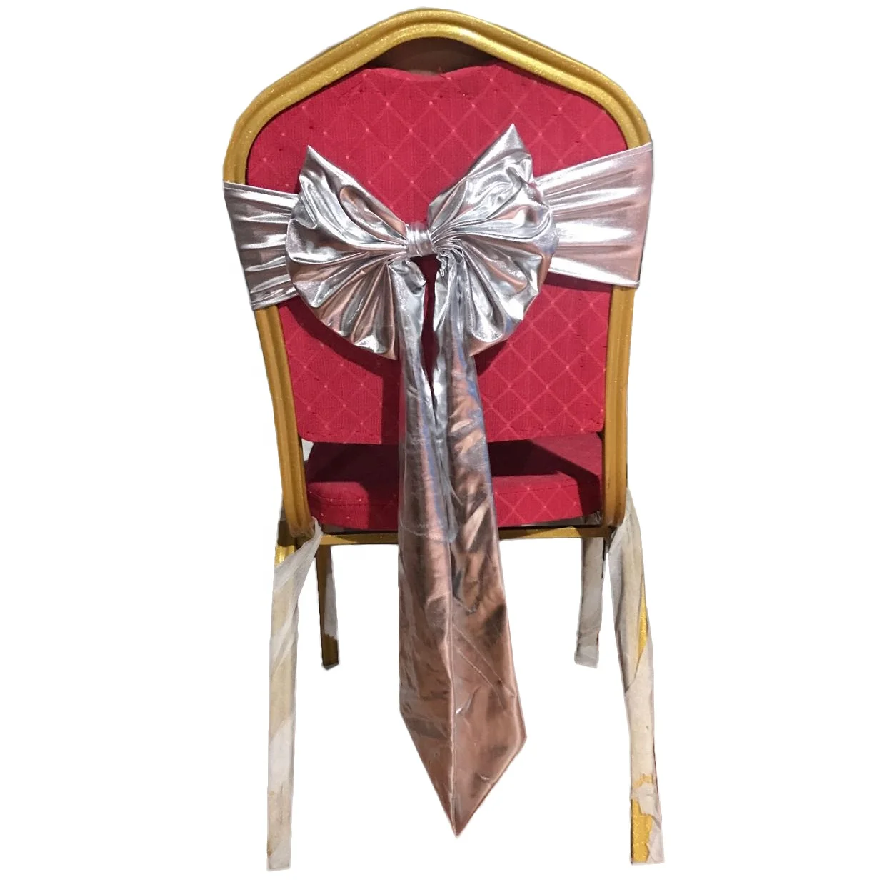 Shiny Decorative Party Metallic Spandex Chair Sashes for Wedding