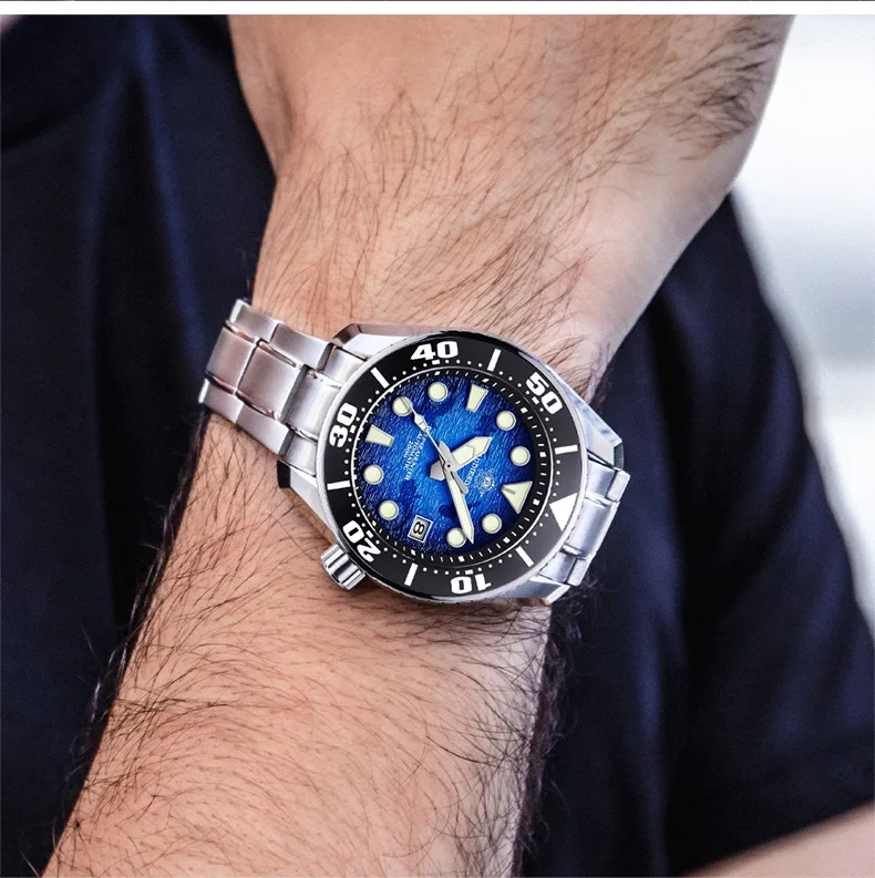 High end orologio 200m ATM nh35 movement stainless steel watched men wrist custom automatic watch movement diver watch Uhr