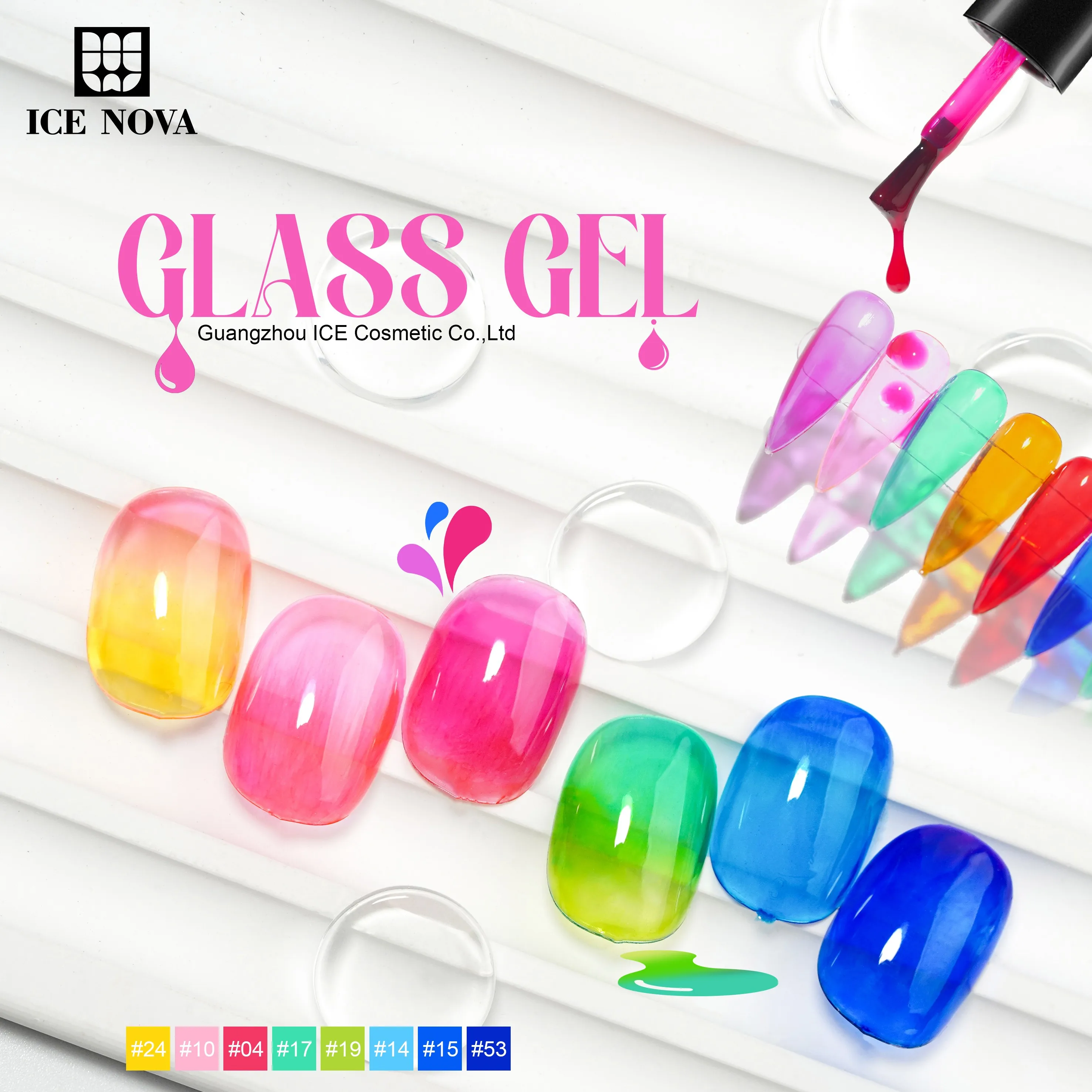 ICE NOVA Glass Gel 2024 New 15ml Super Shiny Non Wipe Soak Off UV LED Gel Nail Polish Top Coat For Nail Art