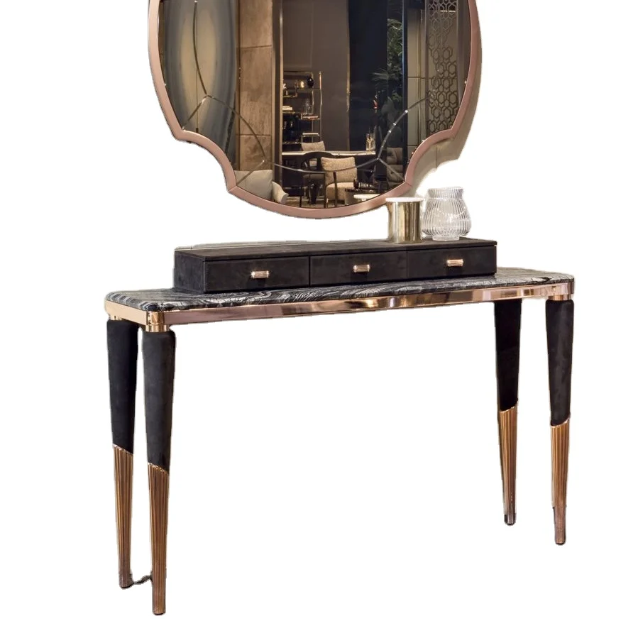 Italian modern light luxury metal marble jewelry box can be customized console table