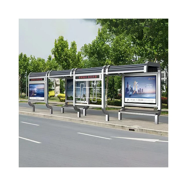 High Quality Customized Modern Aluminum Alloy Bus Stop Shelters Urban Public Rectangle Shaped Bus Stops