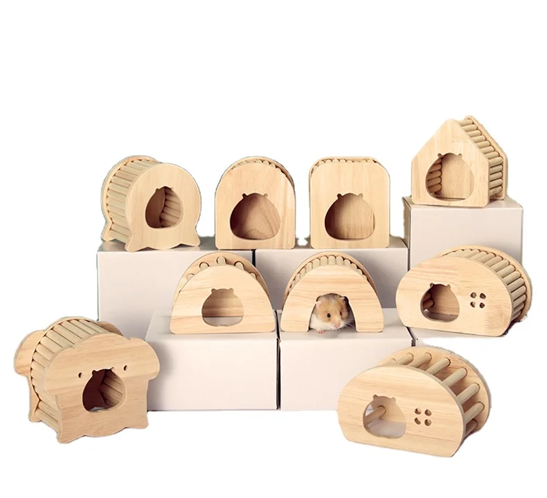 Funny Wooden hide the guinea pig hamster house nest for animals