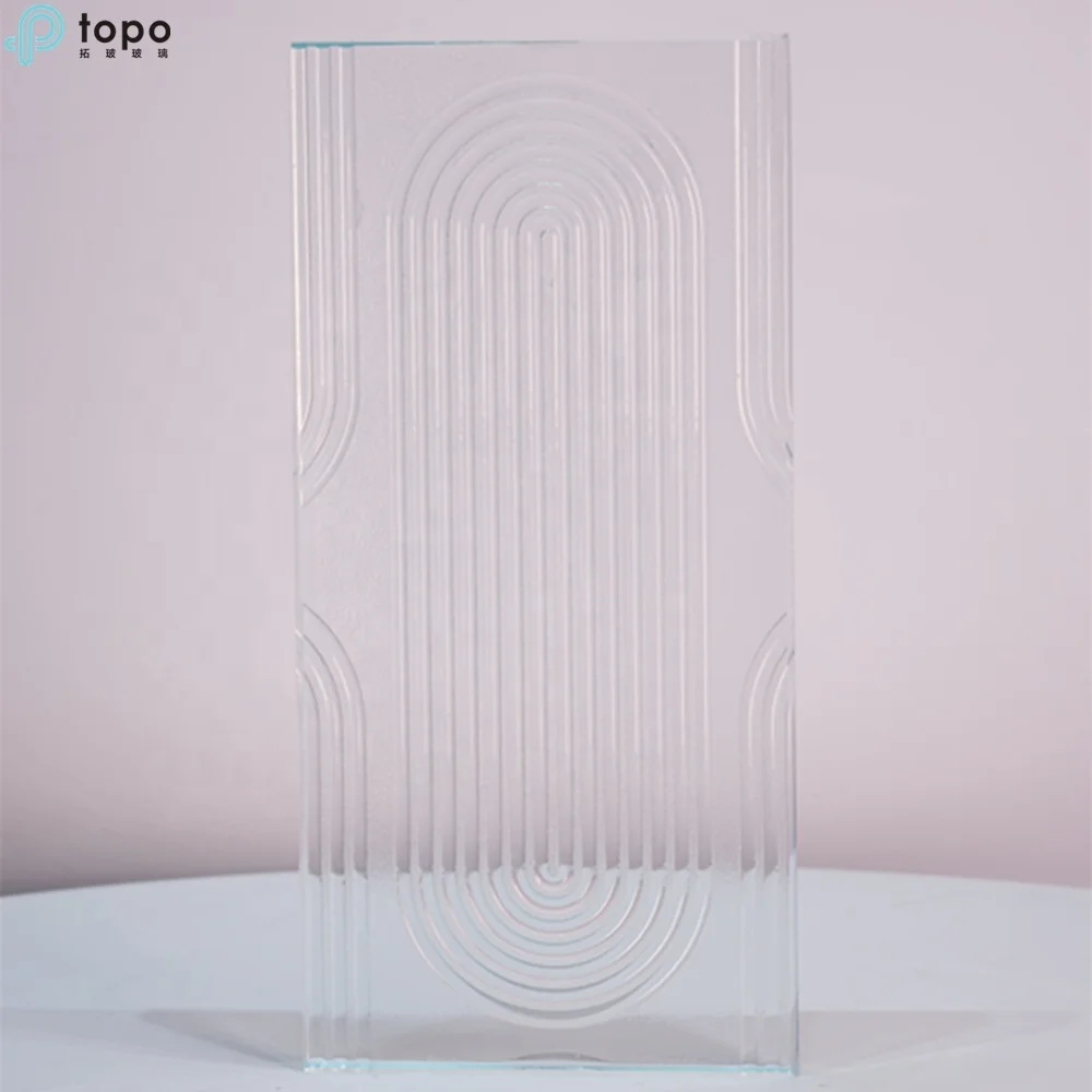 
6mm Golden Yellow Fusing Embossed Patterned Rolled Art Decor Glass for Bathroom (MR-SJ-2001) 