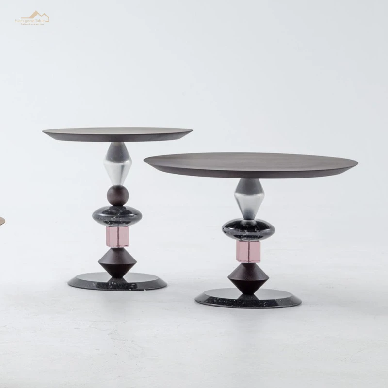mixed style wood marble acrylic side tables  modern round coffee tea table  corner tables