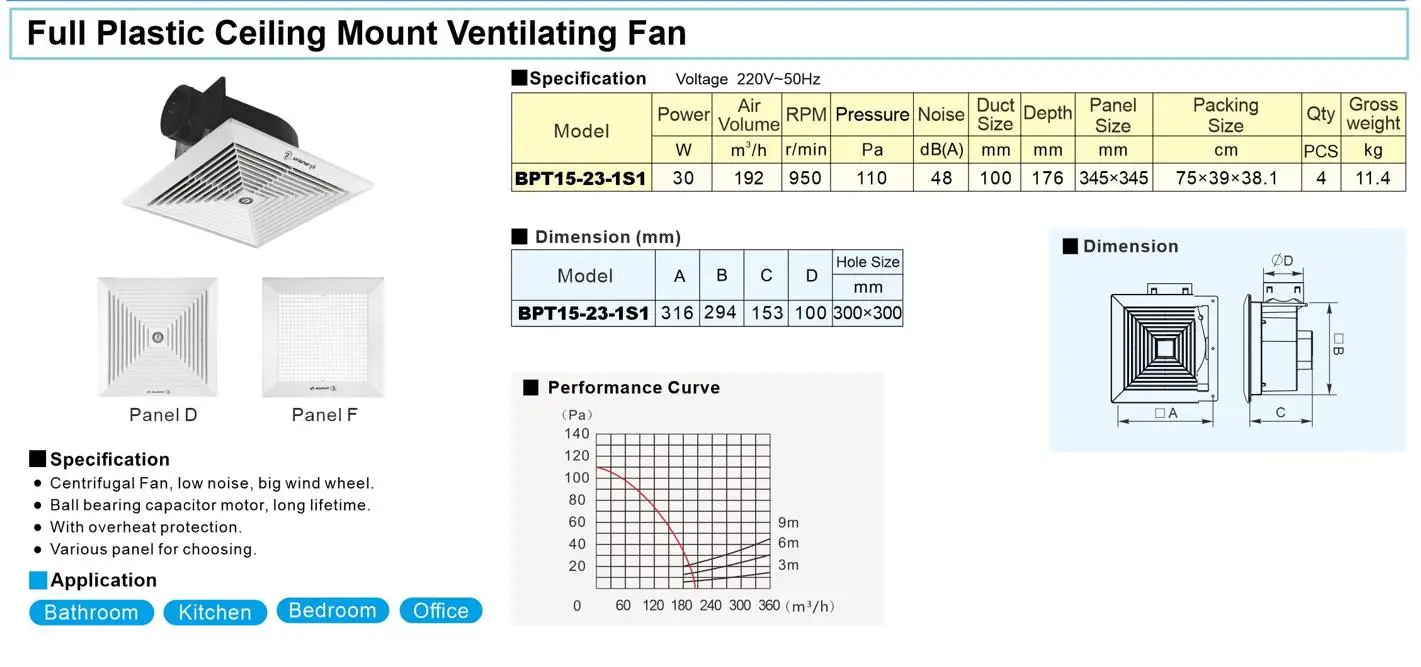 Coil Detachable Easy Install Centrifugal Ceiling Exhaust Ventilation Fan CE Copper Electric Foldable Digital JINLING 3 Years 30W