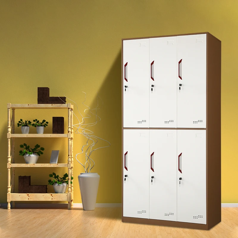 New design steel 6 door high quality metal cabinet wardrobe storage locker