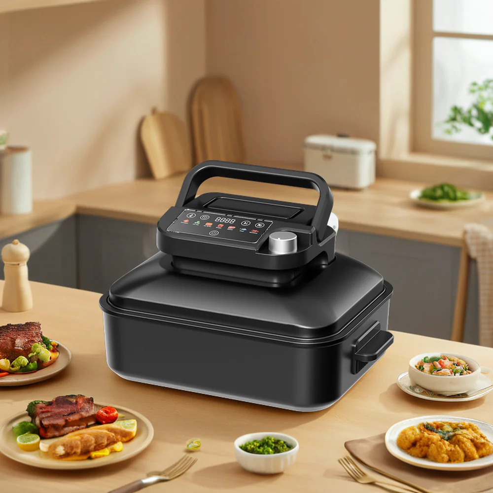 7 In 1 safe use Air Fryer 2 Accessories Big Size 6L Air Fryer grill for home use Multi-functional LED Display air fryer grill