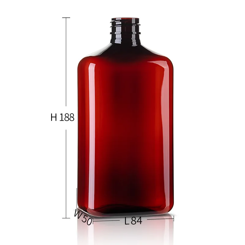 Factory direct 500ml square large flat PET cosmetics bottles foam pump plastic bottle