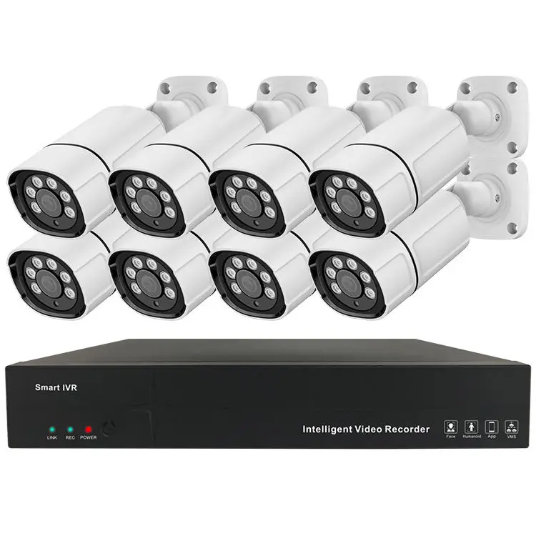 High quality 5 MP 8 CH NVR Outdoor Security Remote HD IP Motion Detection Bullet Waterproof POE CCTV Camera System