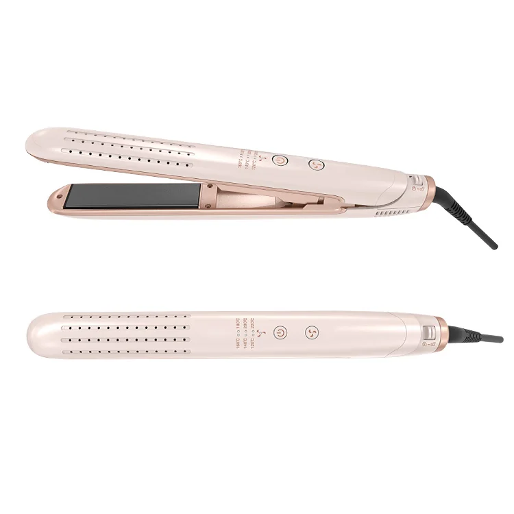 New 2 In 1 Round Edge Airflow Hair Styler Ceramic Cool Air Hair Straightener Curling Irons with led display