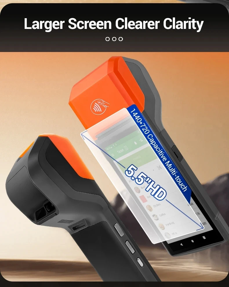 Factory low cost oem 5.5 inch nfc 4g android Pos Desktop Computer Mini Pos Portable Fast Food Mobile Pos terminal with printer