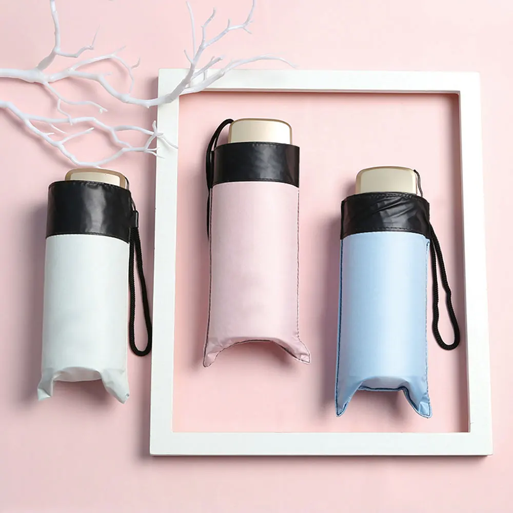 Promotional Gifts Lightweight Mini, 5 Folding Pocket Capsule Travel Foldable Umbrellas With Case manual Open Outdoor Windproof/