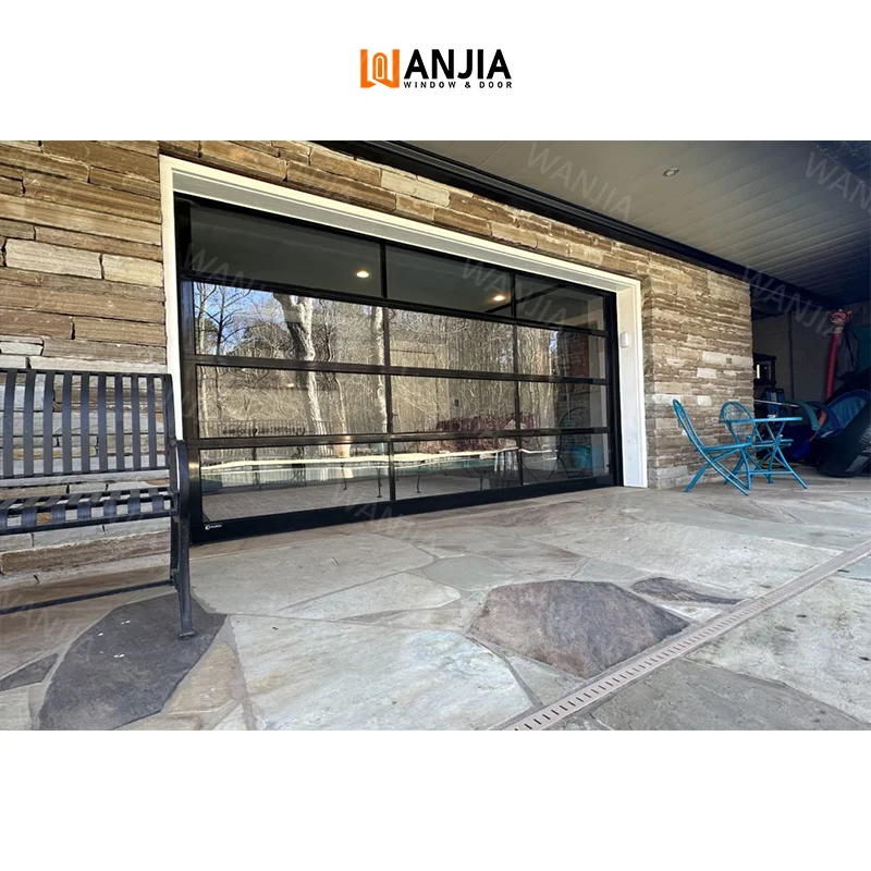 WANJIA американская стандартная бескаркасная дверь гаража оптовая продажа зеркальная стеклянная современная