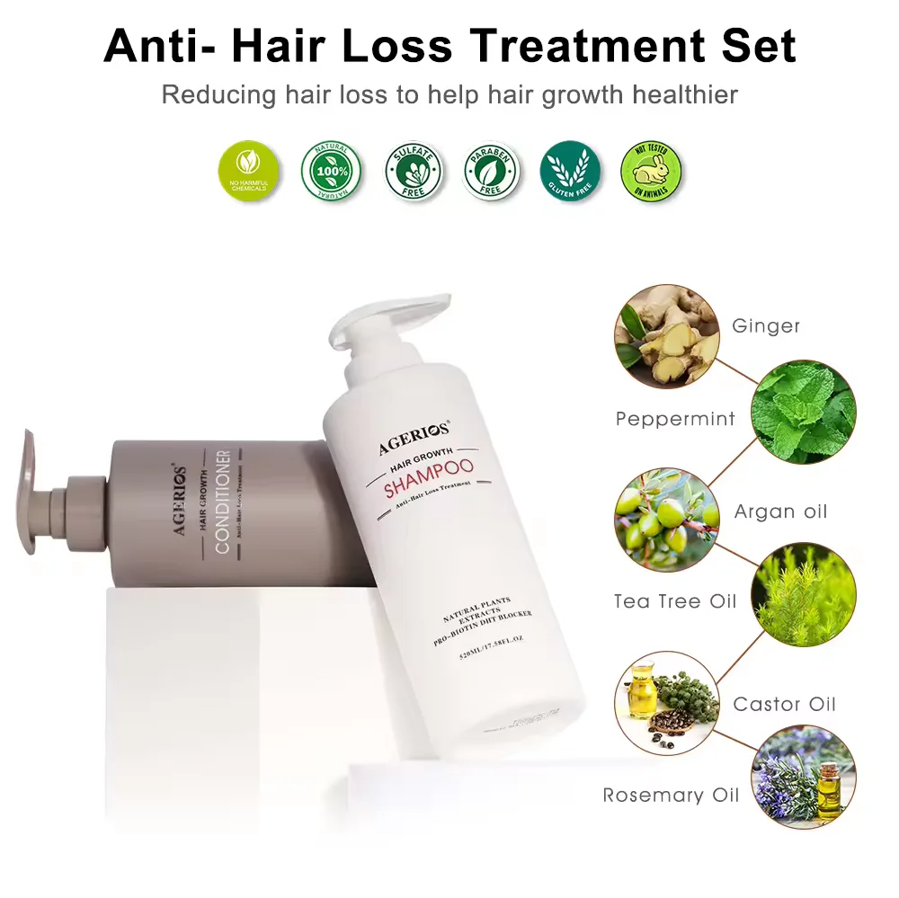 Parabens Free Sulfate Free Organic Herbal Ginseng Oil Control Hair Growth Shampoo with Natural Hair Loss Treatment Essence