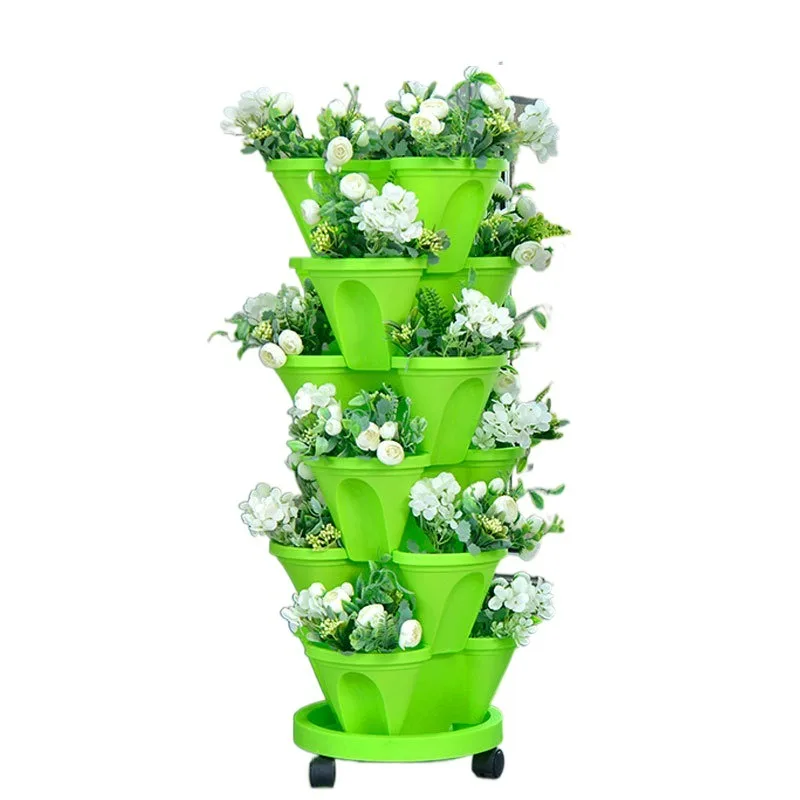 5 Tier Stackable Strawberry, Herb, Flower, and Vegetable Planter Vertical Garden Indoor and Outdoor