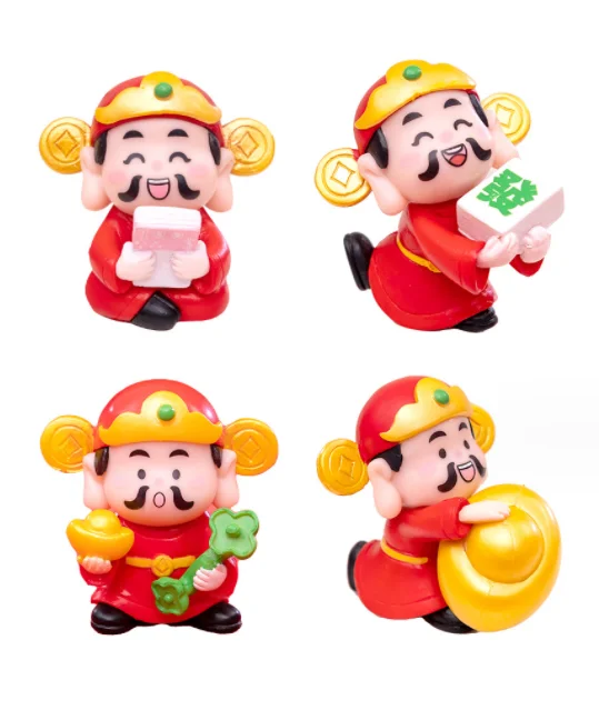 lunar God of wealth chinese new year decorations 2024 doll human body 3d toy mini figure people for cake topper pendant keychain