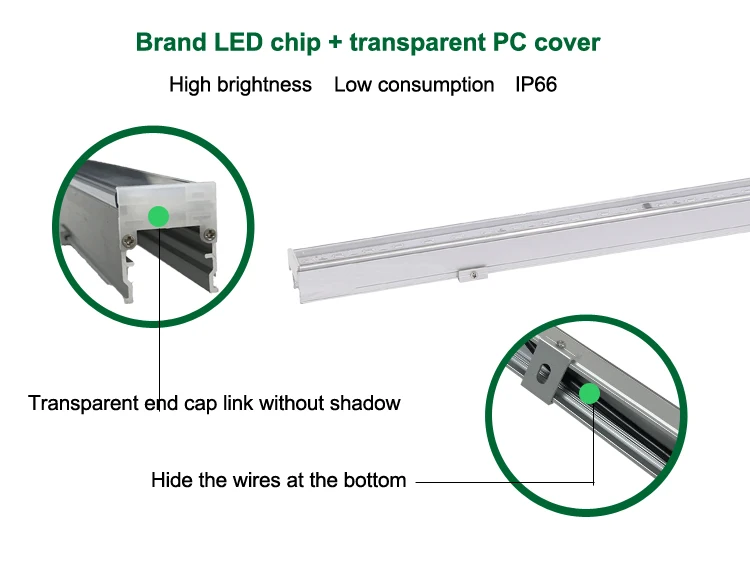 LED Building Facade Lights for LED Landscape Lighting DMX 512 RGBW Tube 15W Aluminum Alloy 80 4IN1 LED Chip Clear PC RGB Tubes