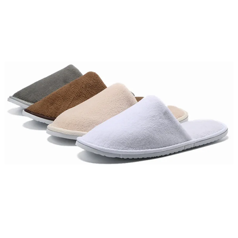 Low Moq Cheap Wholesale Hotel Spa Slippers Coral Fleece Velvet Slippers Cheap Disposable Hotel Slipper