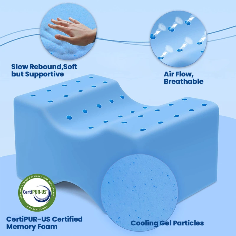 Wholesale adjustable memory foam orthopedic knee rest pillow between the legs with strap