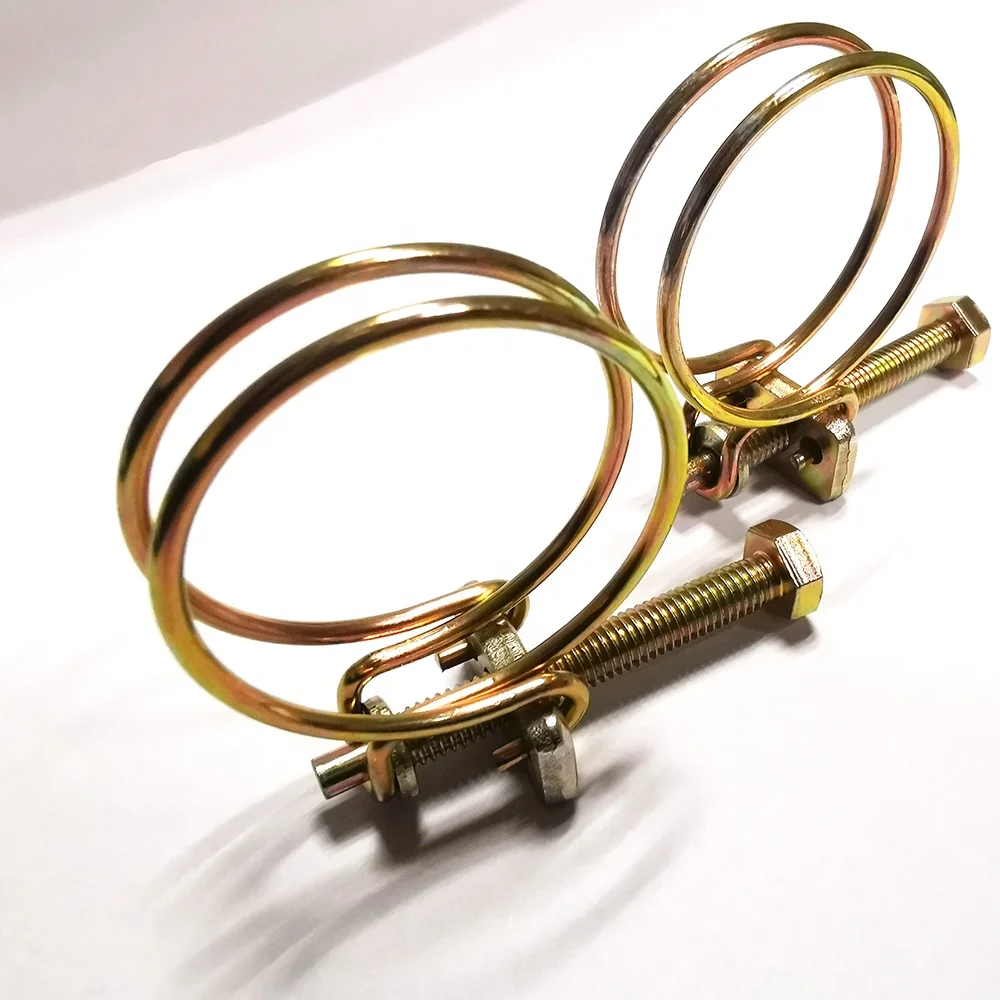 Factory Quality Steel Double Wire Pipe Clamp Adjustable Bolt Quick Connecting Hose Clamp