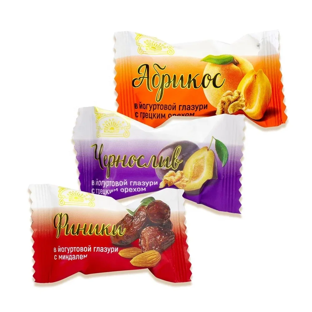 
Assorted yogurt glaze covered dried fruits with nuts 