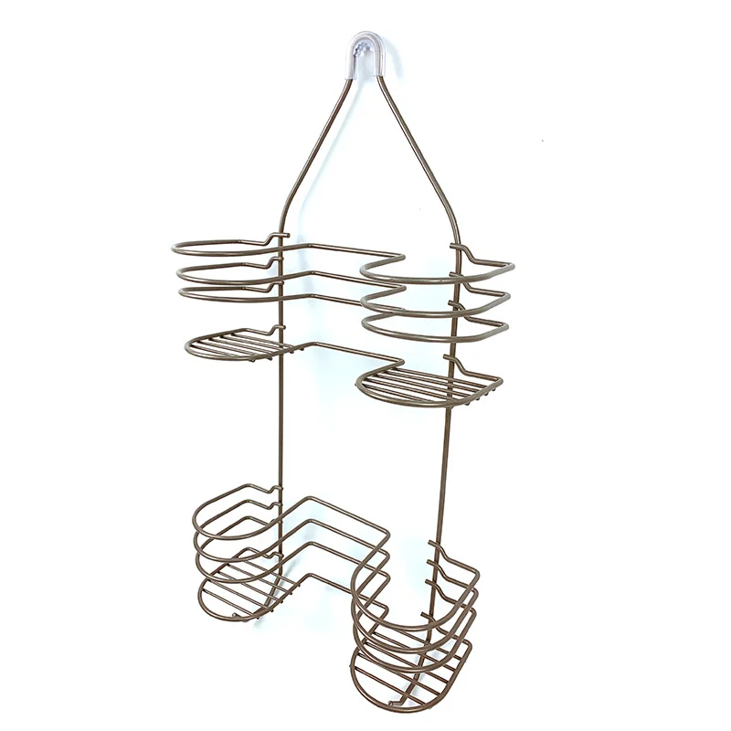 Bath Hanging Metal Wire Baskets Over Head Storage Rack Wall Mount Organizer Bathroom Shelf Shower Caddies Racks With Hooks