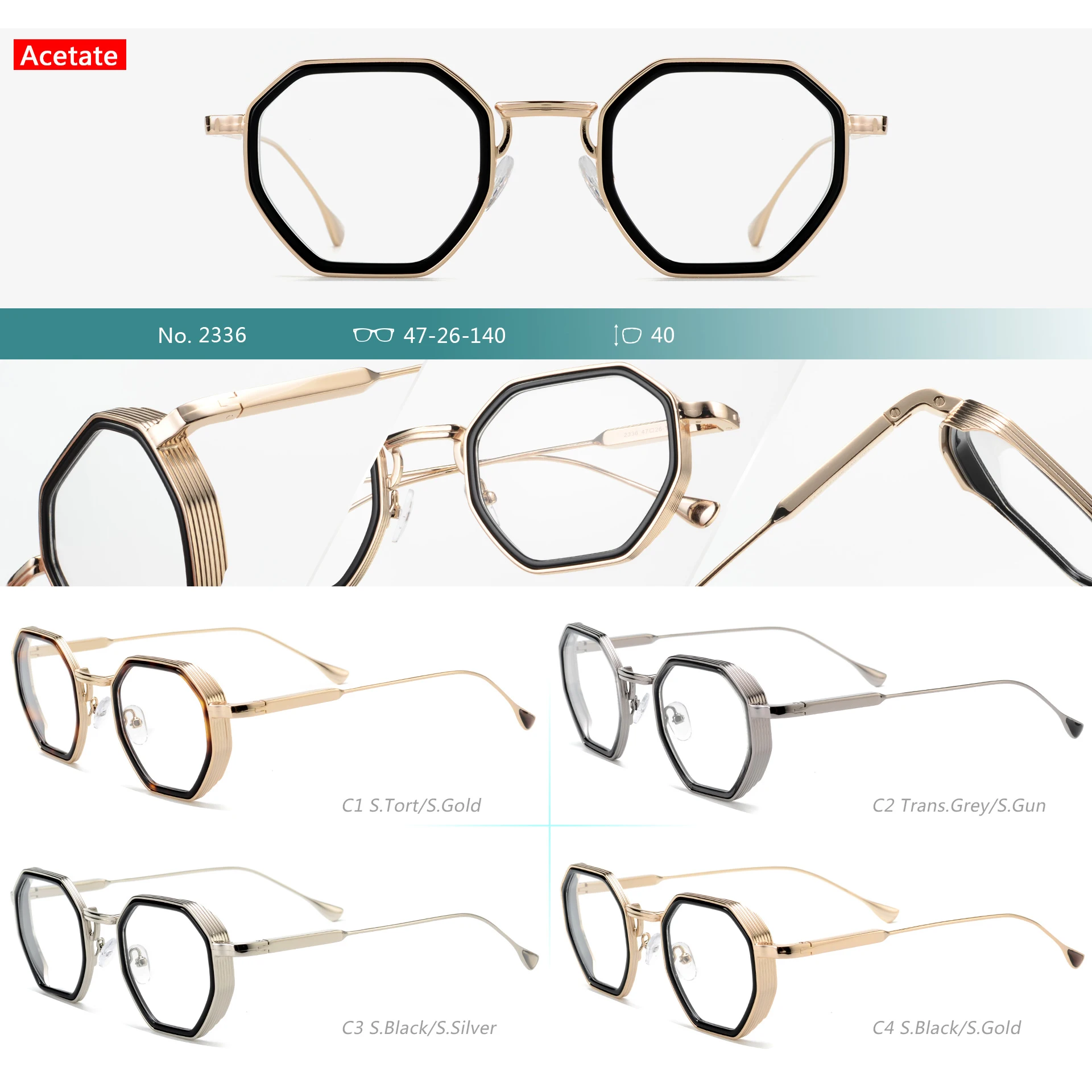 LMA Vintage Luxury Designer Metal Acetate Glasses High Quality Unique Optical Eyewear Custom Logo Fashion Eyeglasses Frames