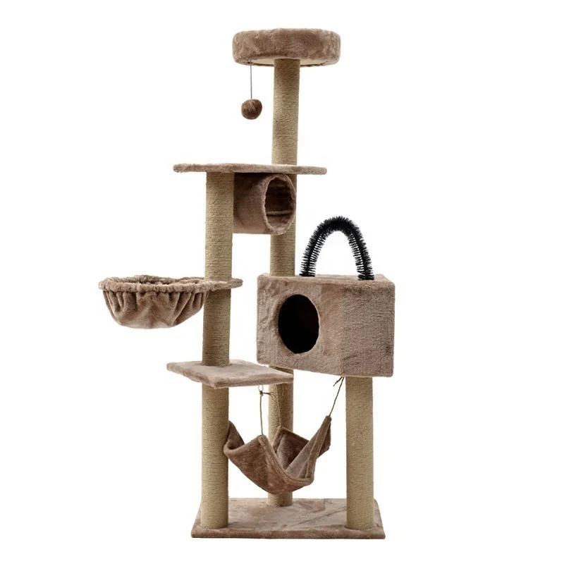 pet supplies amazon hot selling cat climbing tree Wood 4 Layers climbing tower for cat towers cat scratching posts