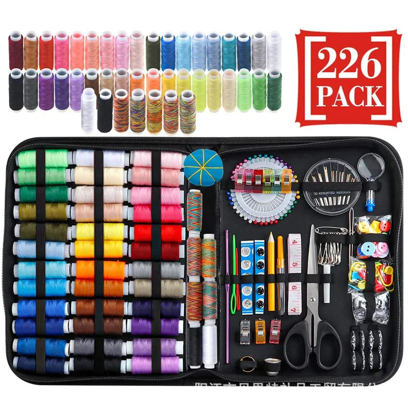 226 pieces set hot sale multifunctional household sewing kit Needlework embroidery tools needlework box wholesale sewing kits