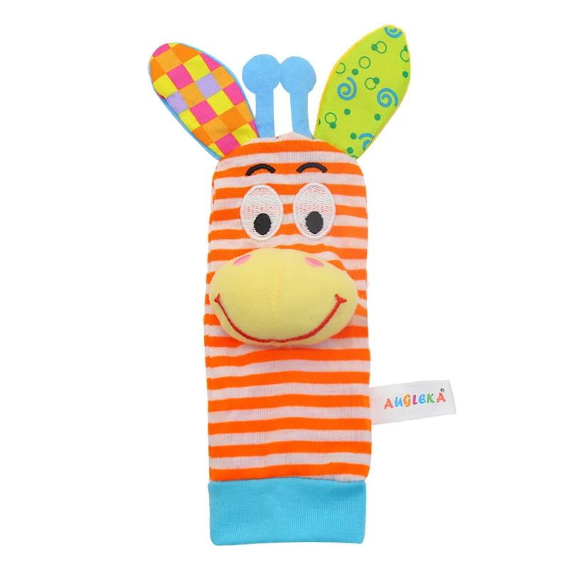 Augleka new baby animal watch with wrist strap socks rattles bells baby newborn toys