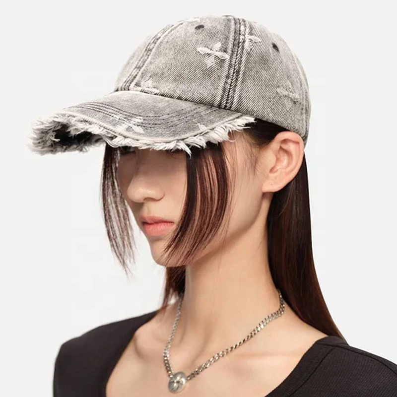 Wholesale Unstructured Distressed Baseball Cap Custom Plain Ripped Vintage Washed Dad Hats