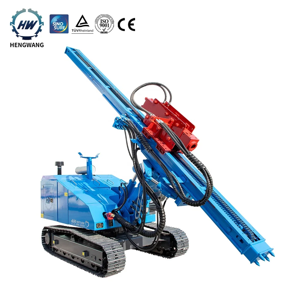 China Hengwang 6m hydraulic piling solar post vibrating hammer pile driver machine