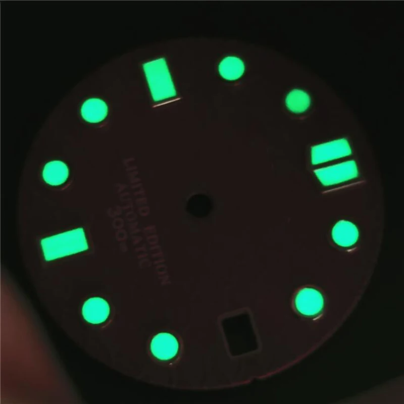 small moq, tailor made, 28.5mm NH35 Watch Dial 4R36 Green Luminous Dial for NH35A NH36 4R36 Movement  Abalone