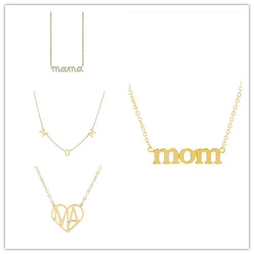 customize 925 Sterling Silver 18k Gold plated Jewellery Full Zirconia Diamond Initial Mom MAMA Letter Necklace for Mother gift