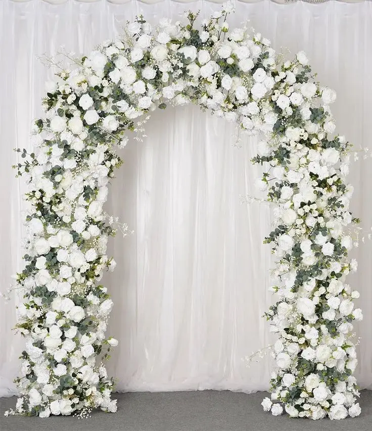 Wedding Arch Flower Artificial Wedding Flowers White hydrangea Hanging Arch Silk Flower Wall For Metal Arch Square Frame Stand