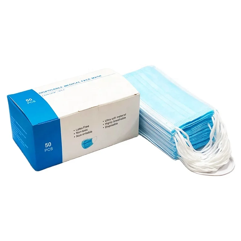 In stock big sales disposable medical surgical 3 ply face mask non woven earloop  manufacturer chinese face mask