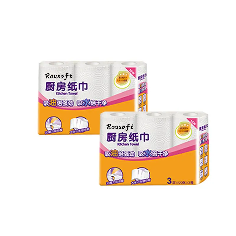 OEM Virgin Wood Pulp Soft Cheap Price Good oil Absorbent Standard Roll Kitchen Paper Towel