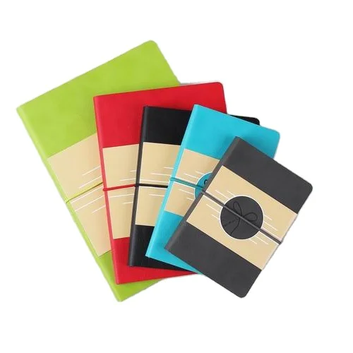 Custom logo A5 PU leather travel notebook with elastic band