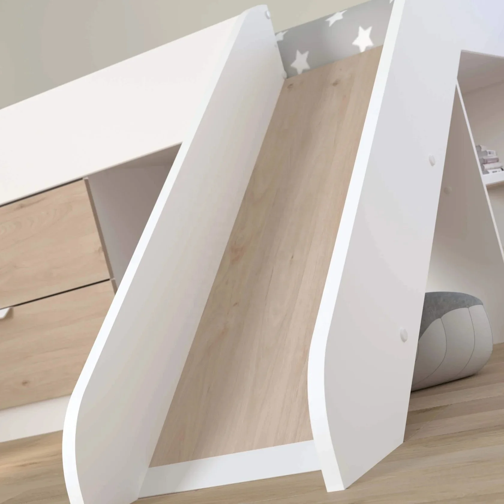 NOVA Modern Kids Bedroom Wooden Low Bunk Bed With 2 Drawers Children Room Full Size Single Bed With Slide