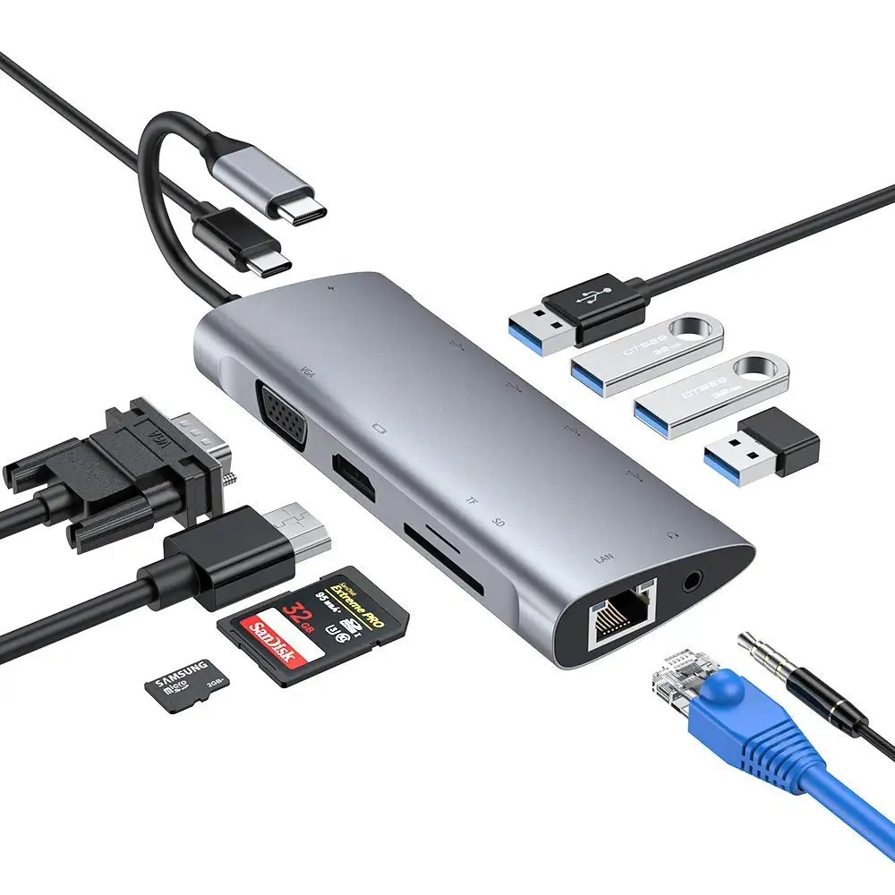 Адаптер Raycue 11 в 1 Type C с Ethernet для MacBook Pro