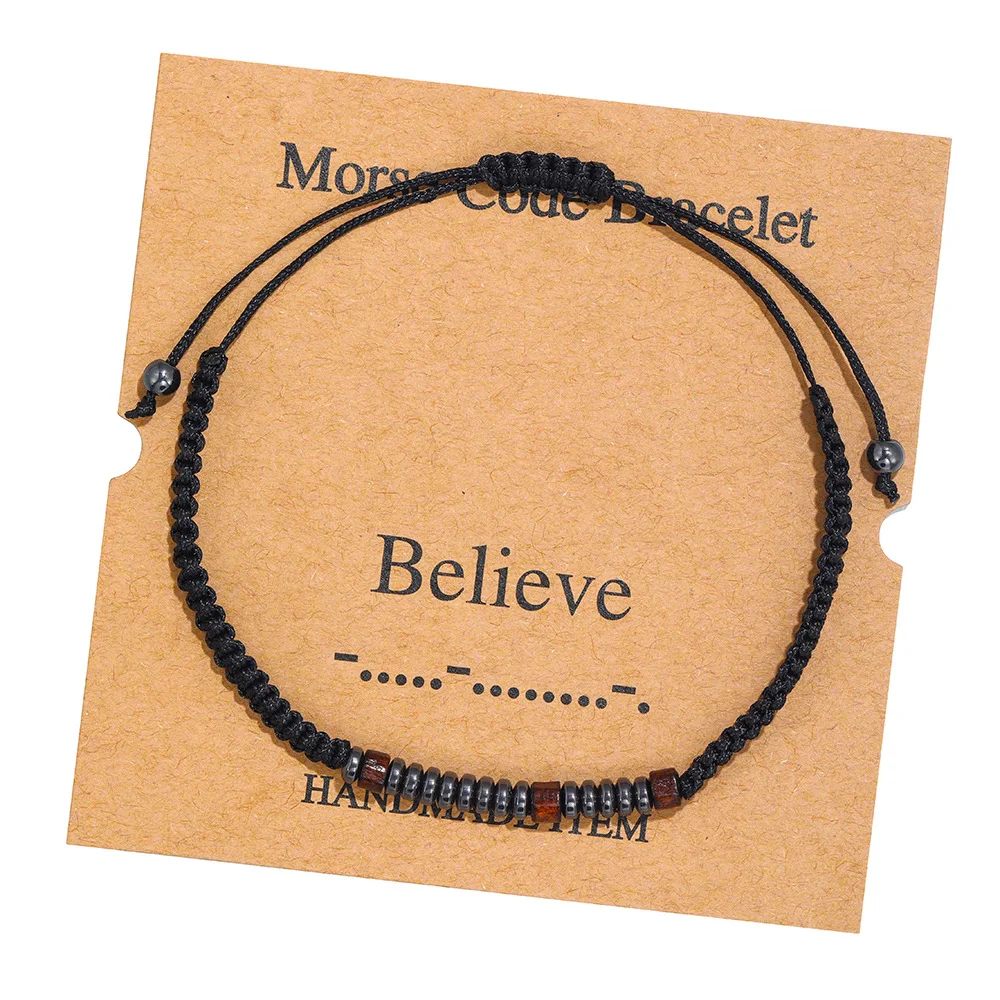 Hot Selling Braided Bracelet Morse Code Alphanumeric Couple Morse Code Bracelet