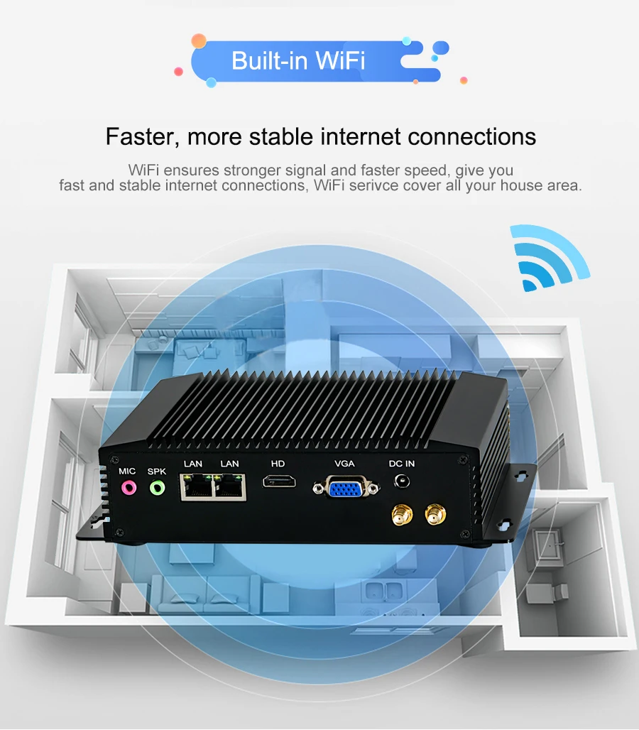 4GB DDR3L J1900 industrial pc RAM DC 12V 6COM fanless case Dual LAN support ACPI mini industrial pc