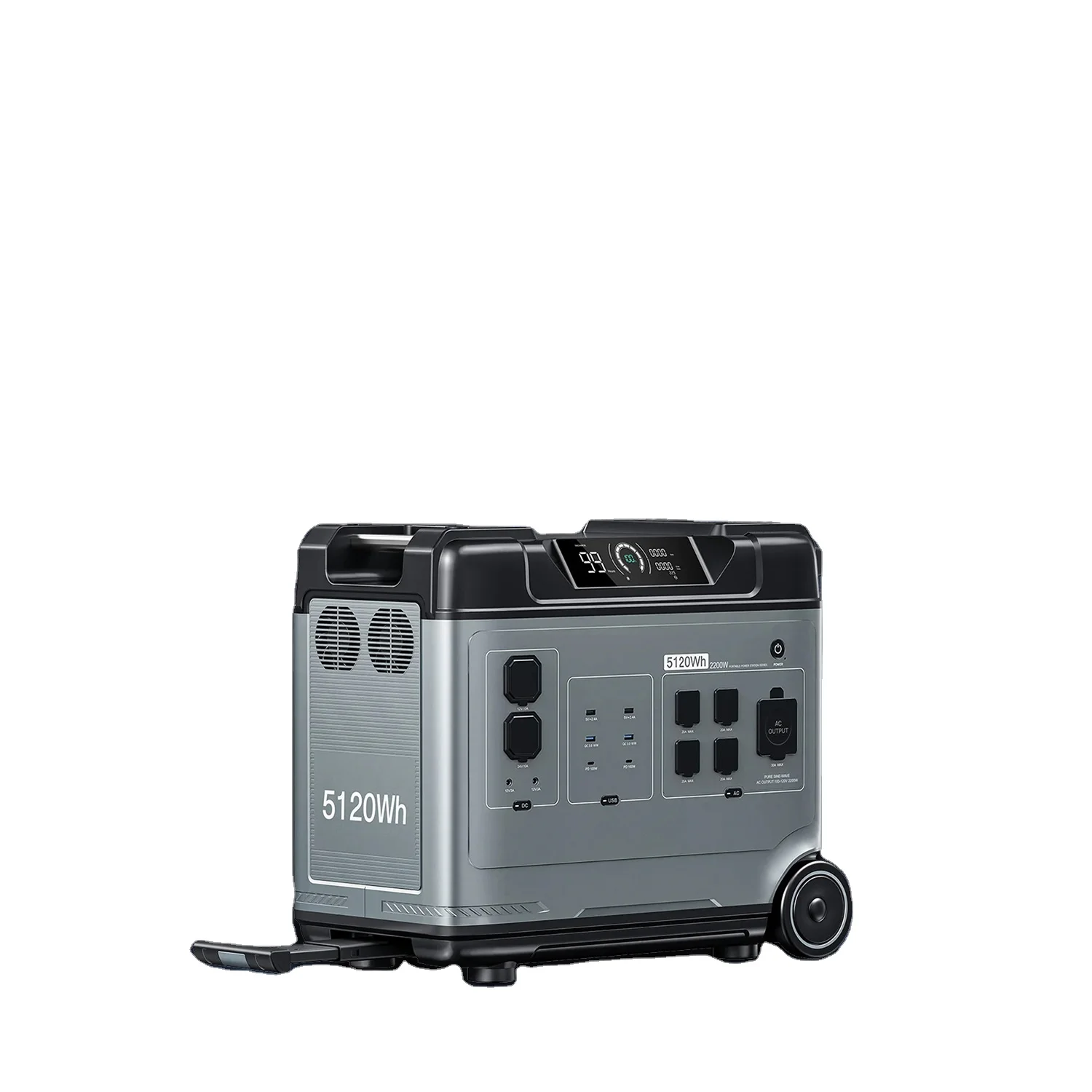 2024 Greentec Portable Power Station 5000W with Pure Sine Wave BMS Lithium Ion 5120Wh Emergency Outdoor Indoor Solar Generator