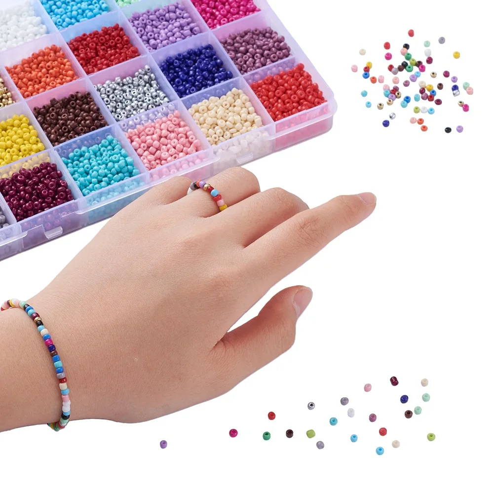 24XC01 2/3/4mm 24grids Glass Seed Beads Charm Crystal Spacer For Jewelry Making Rings DIY Handmade