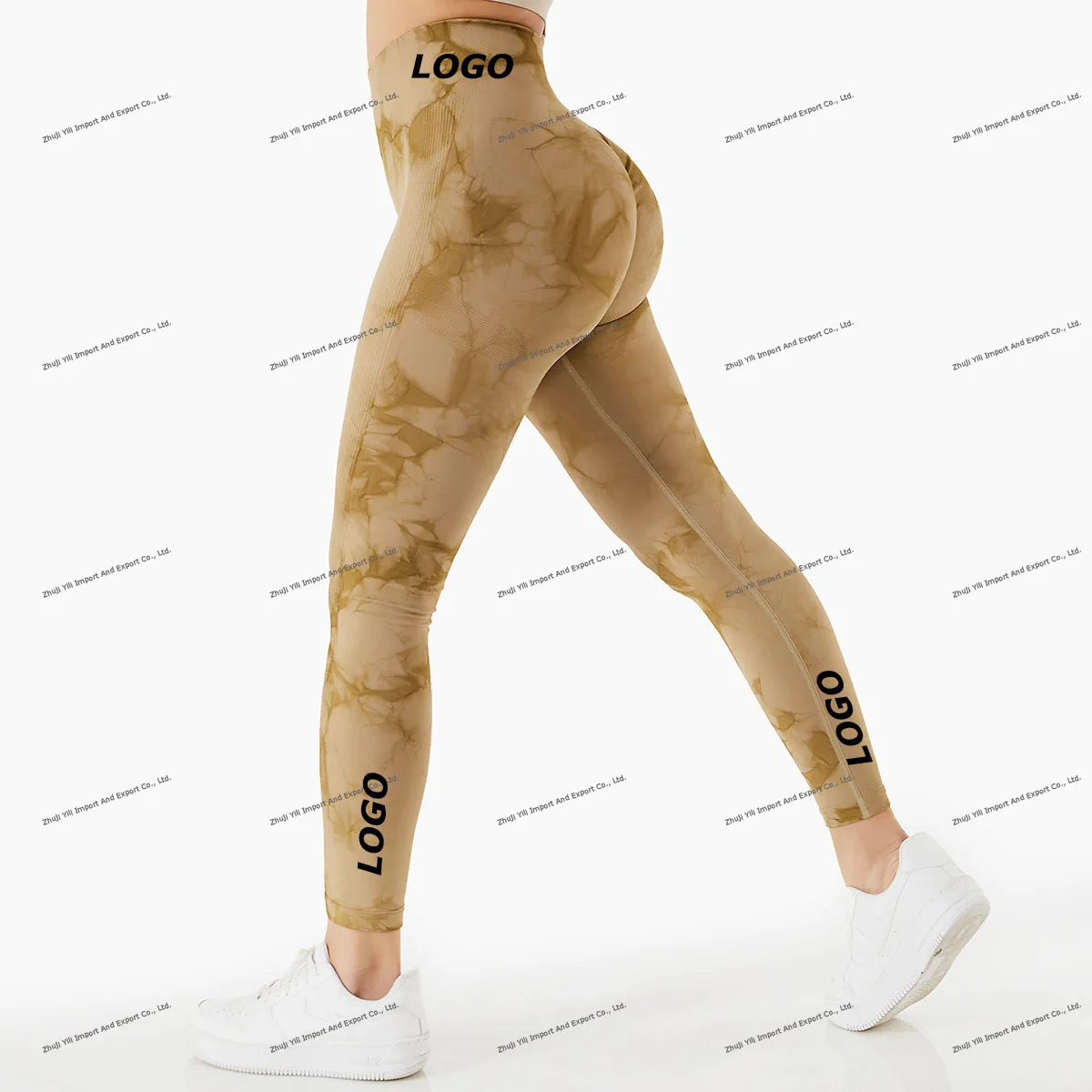 Wholesale In Stock Large Stretch High Waist Yoga Fitness Pants Tie Dye Marble Soft Seamless Scrunch butt Yoga Leggings For Woman