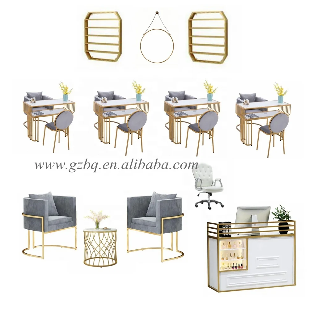 Supply nail station furniture luxury pink nail table used mini salon manicure table