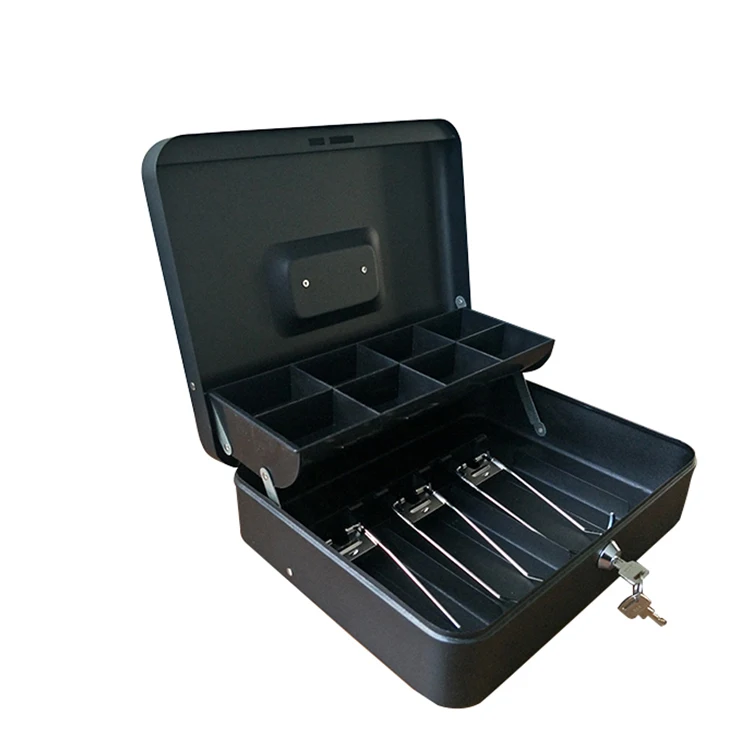 300/240/90 мм прочный восемь отделений безопасный стальной мини-ящик для наличных денег с ручкой