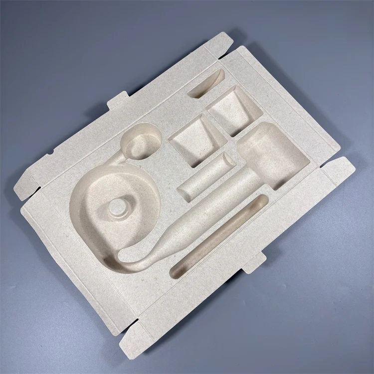 2024 Sustainable Custom Brand Bio-Degradable Sugarcane Packaging Molded Pulp Molding Tray For Electrical Product
