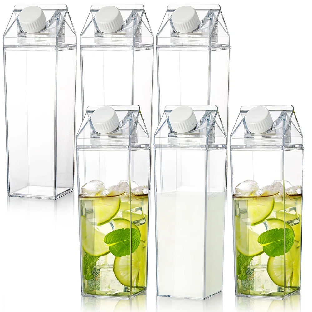 BPA-free Creative Clear Milk Carton Water Bottle Reusable Milk Carton Water Jug Leak-proof Milk Carton Tea Bottle